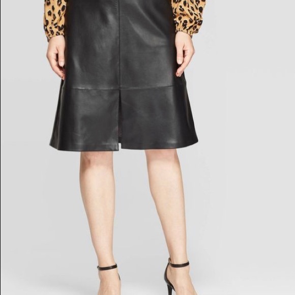 High-Rise A Line Faux-Leather Skirt- A New Day - Picture 2 of 5